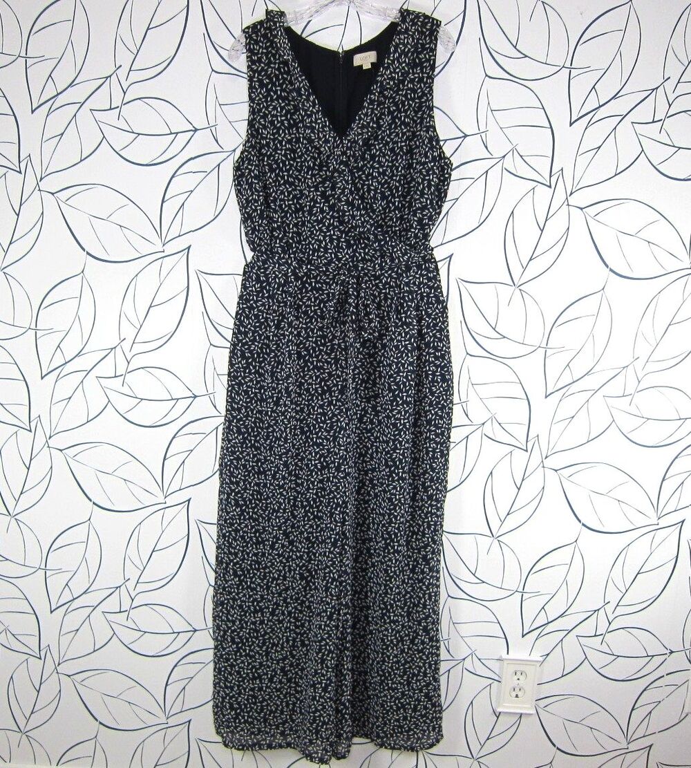 LOFT Outlet Navy Blue Sleeveless Wide Leg Jumpsuit with Belt Size 16 New!